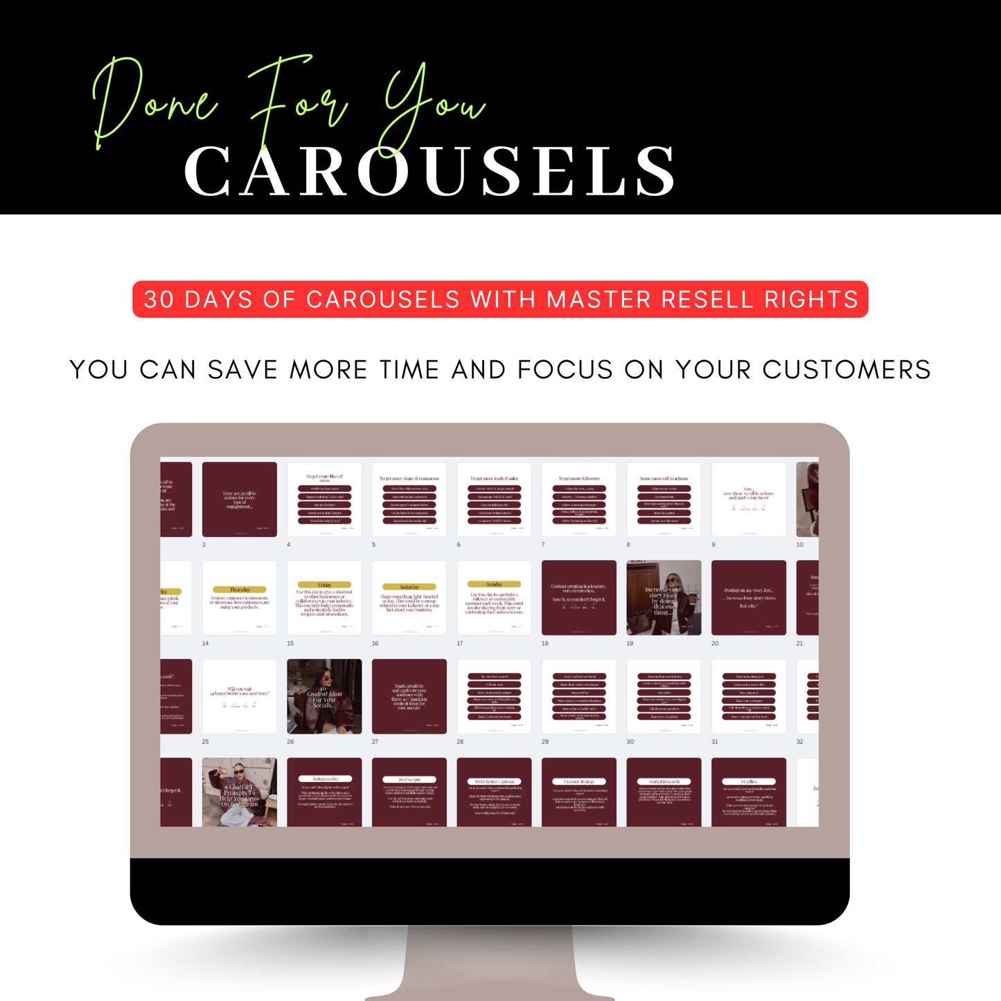 30-Day Digital Marketing Carousels with MRR