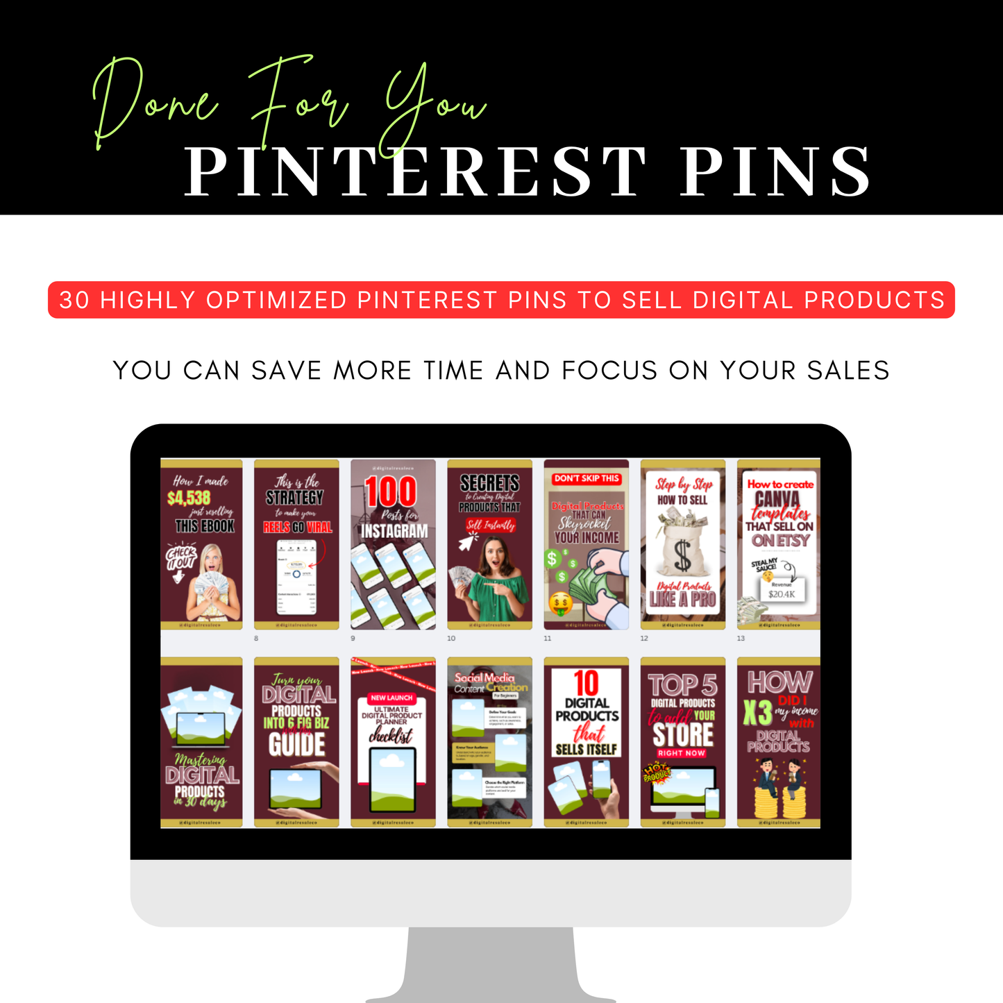 Pinterest Pin Bundle for Digital Products with MRR